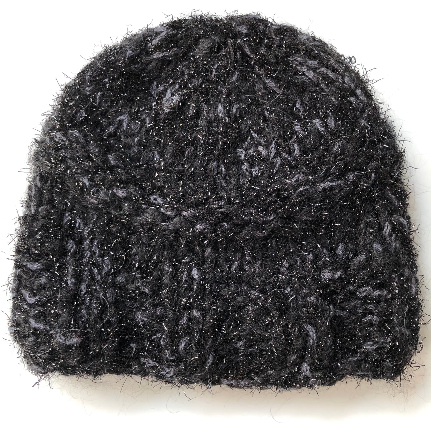 Short Mohair Cap - Black Crystal