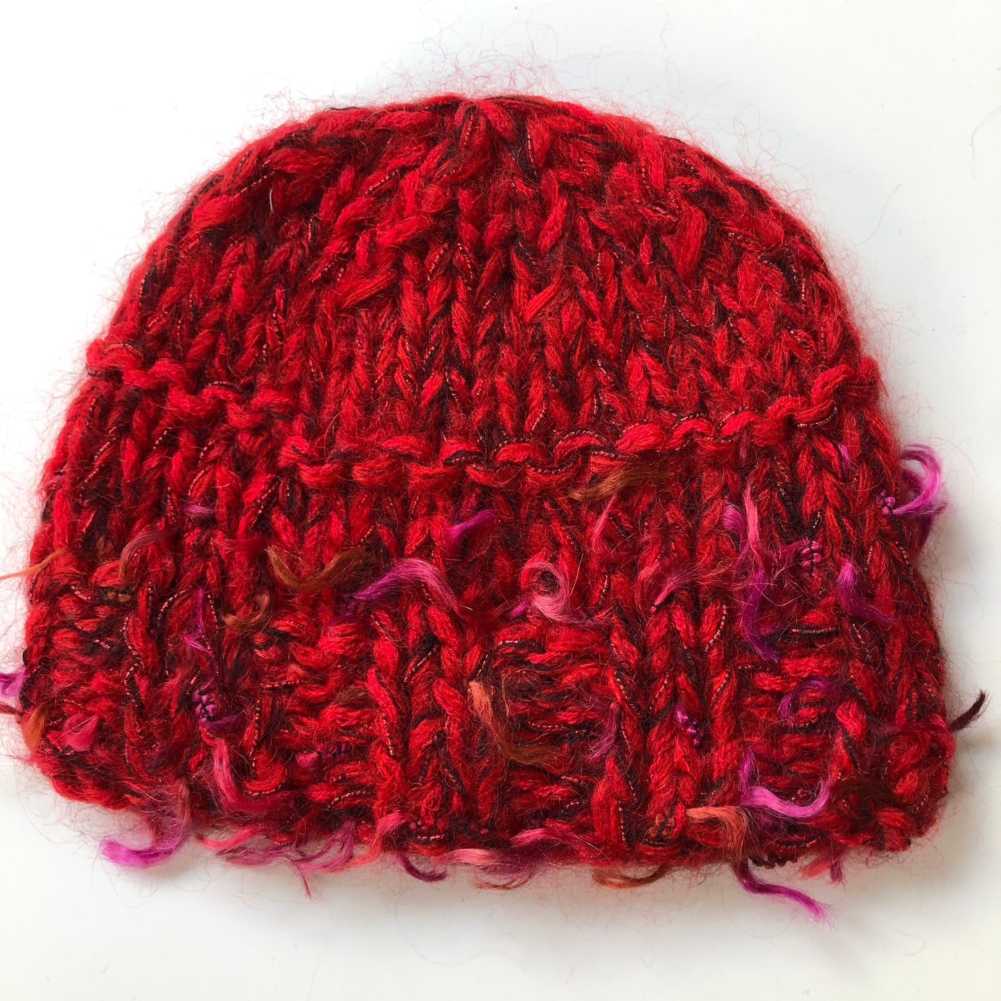 Short Mohair Cap - Red Tart