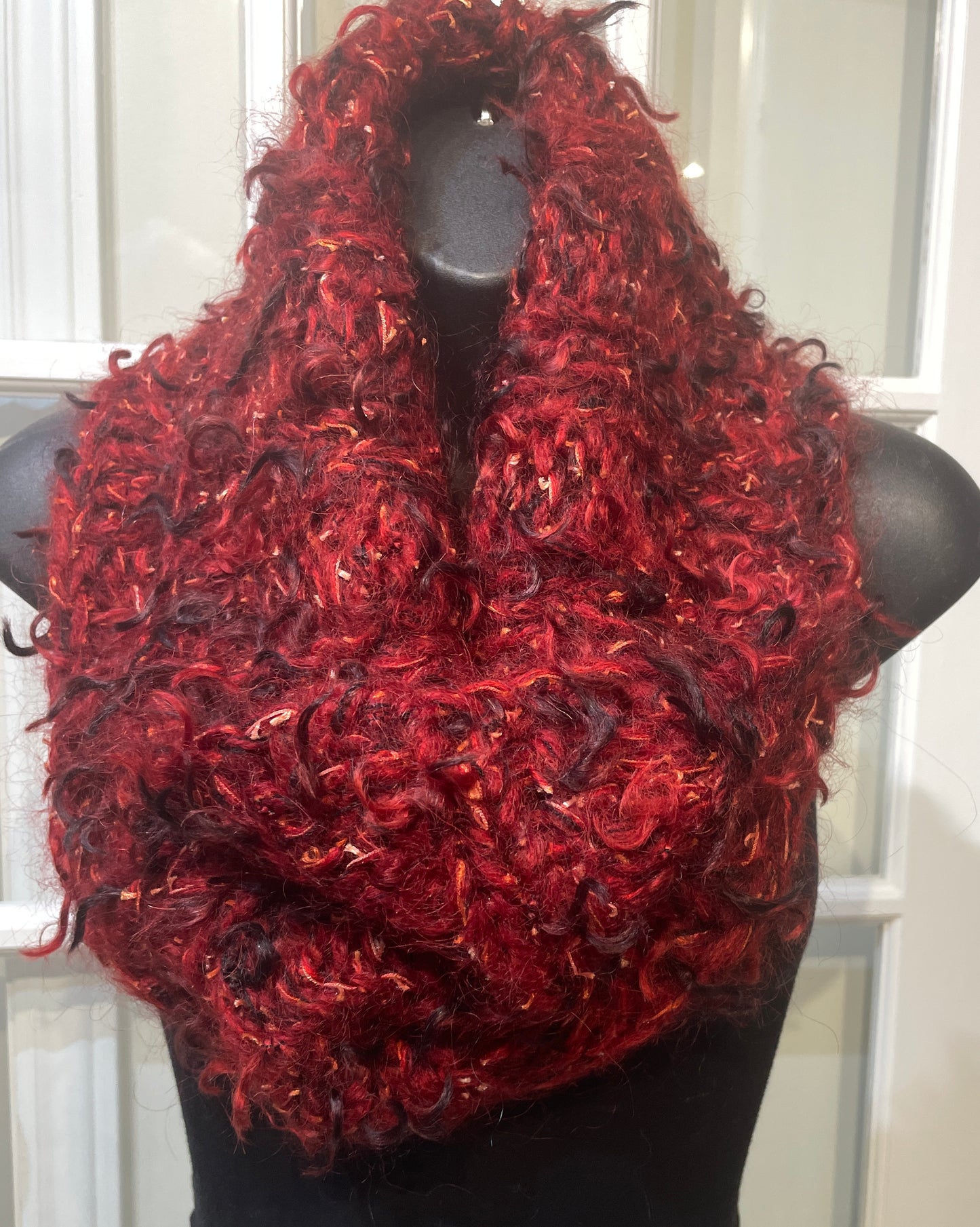 Loop Shawl with Pin - Cherry Pie