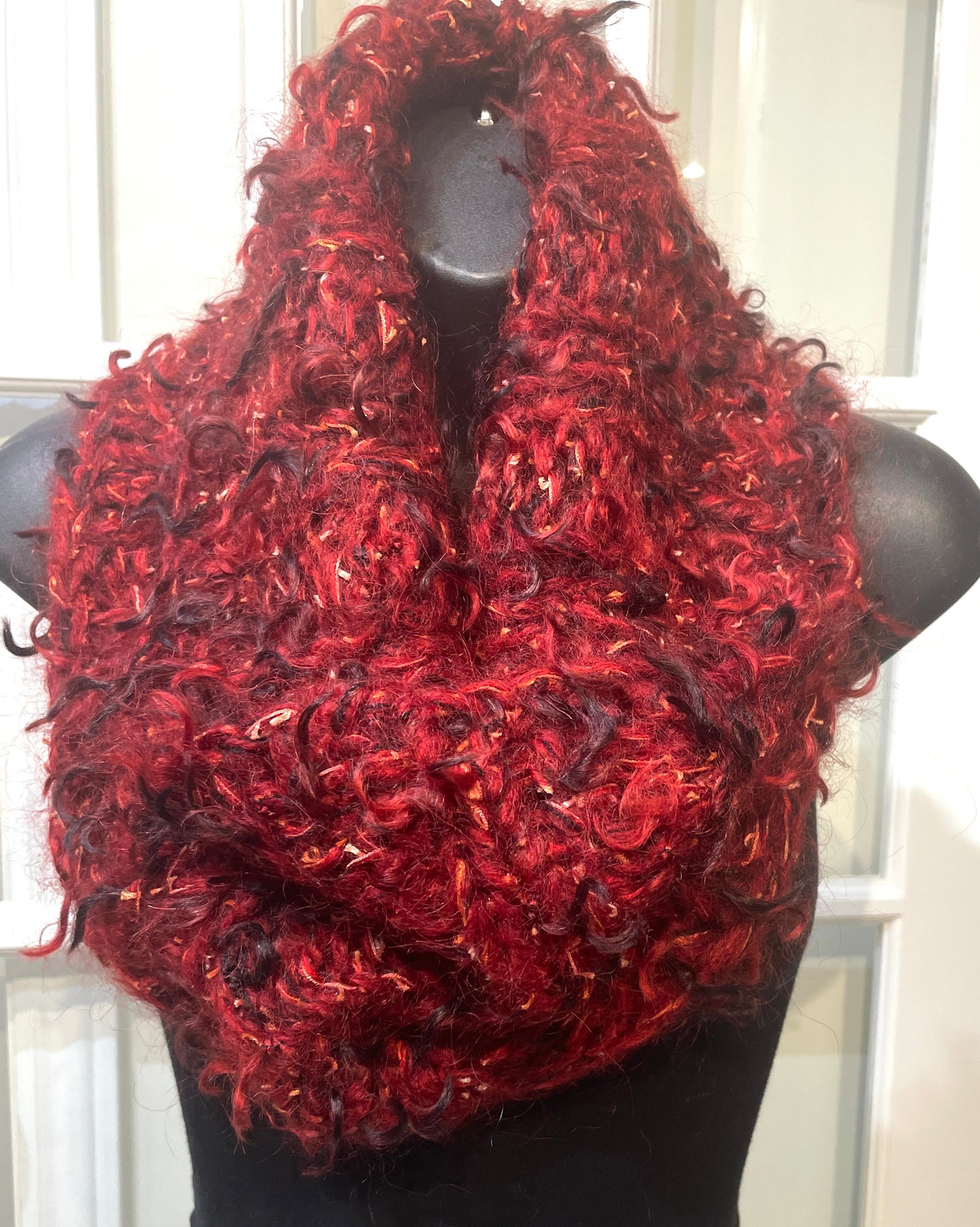 Loop Shawl with Pin - Cherry Pie