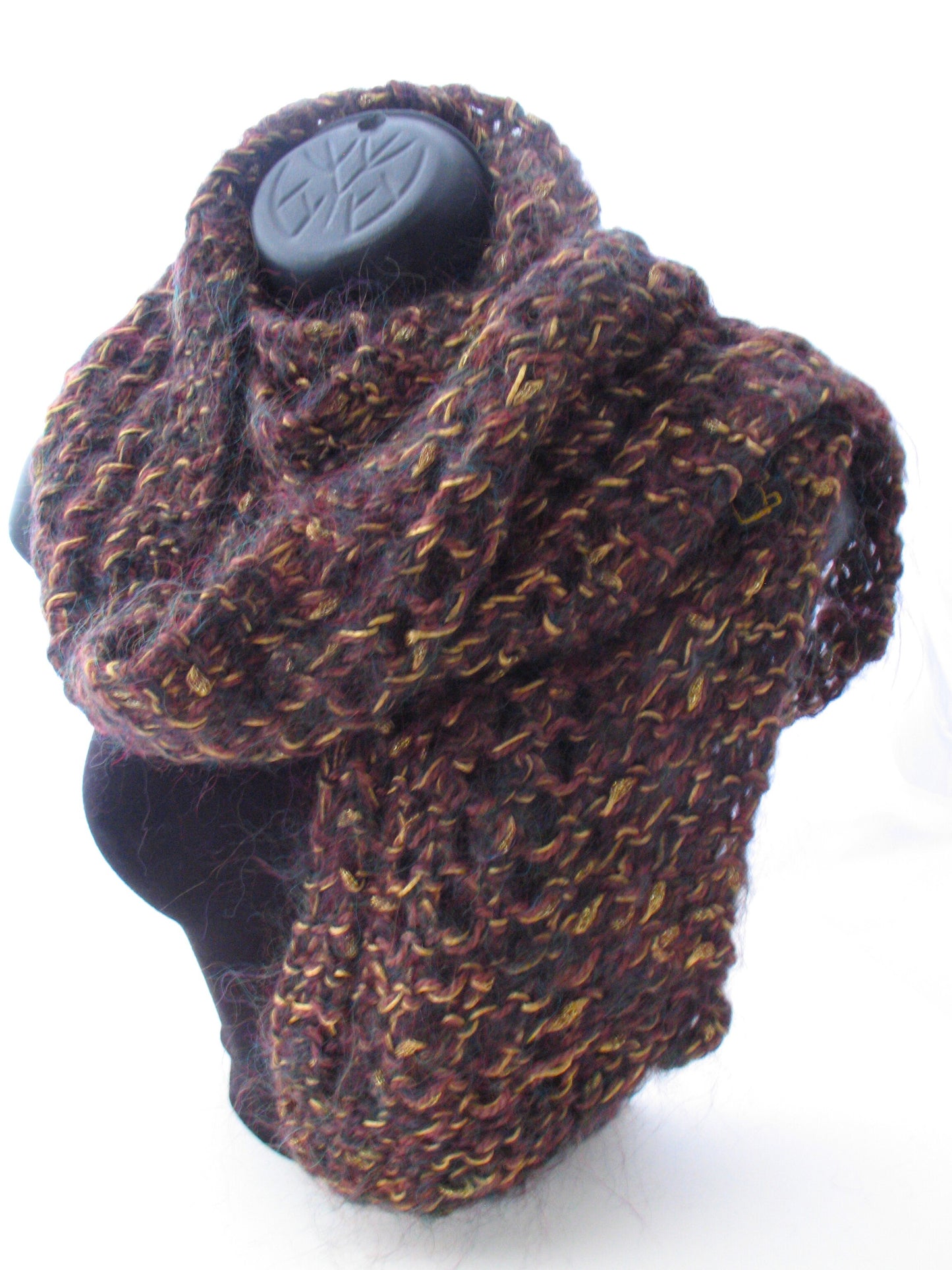 Hand Knit Lace Kid Mohair Scarf - Chocolate