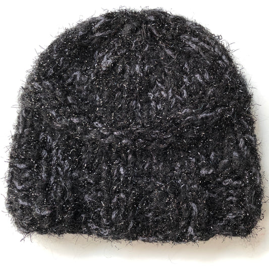Short Mohair Cap - Black Crystal