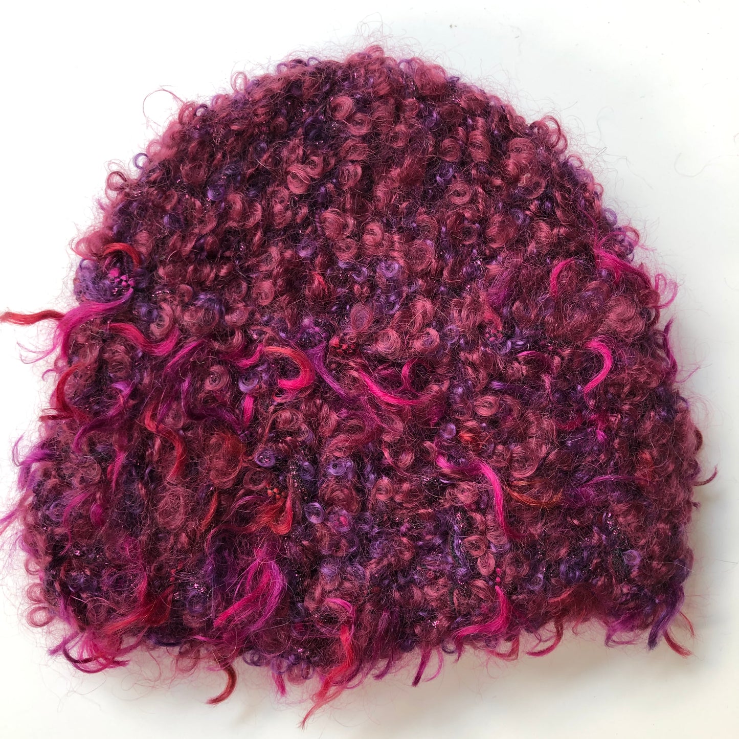 Short Mohair Cap - Wine with Berry